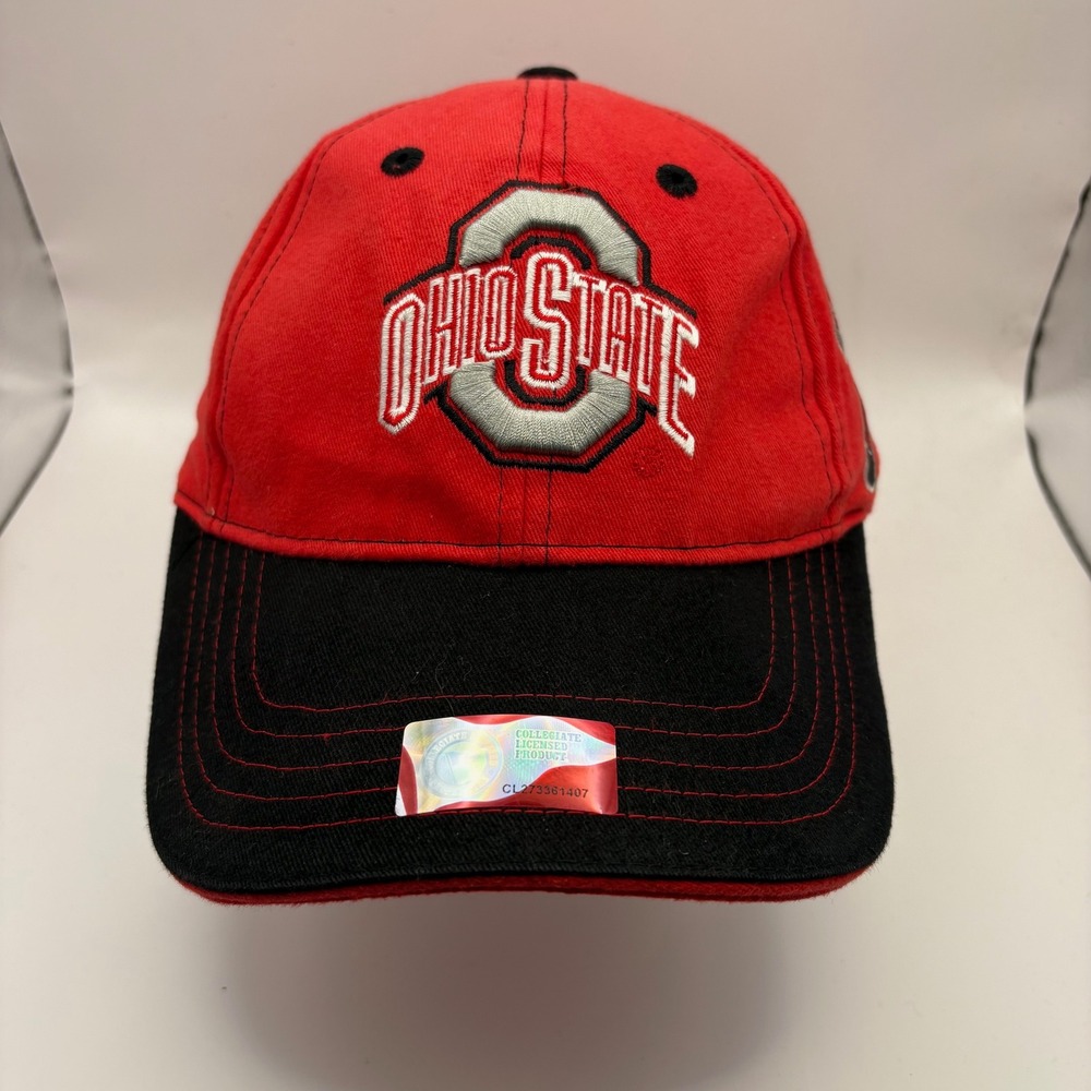 Ohio State Buckeyes Red‎ Black Embroidered Logo Baseball Cap Hat Adjustable